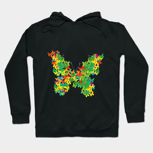 Colourful Butterflies Grouped In A Butterfly Shape Hoodie by Graffix